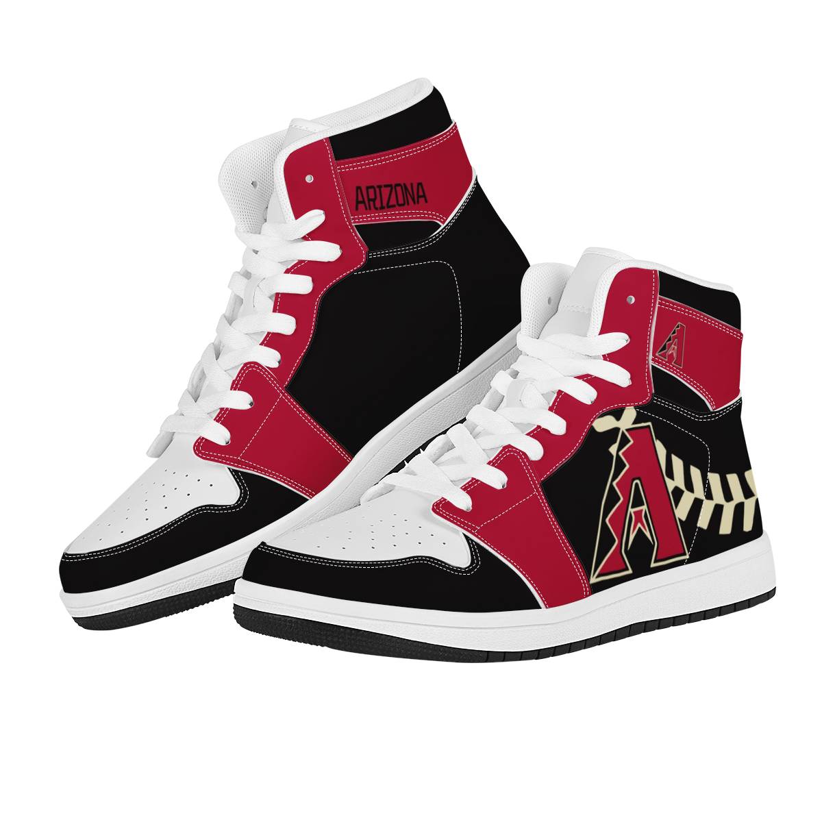 Women's Arizona Diamondbacks High Top Leather AJ1 Sneakers 001